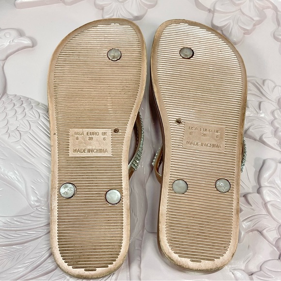 Cappelli NY Rose Gold & Rhinestone Bling Flip Flop/ Sandals Women’s 8 - Picture 8 of 8